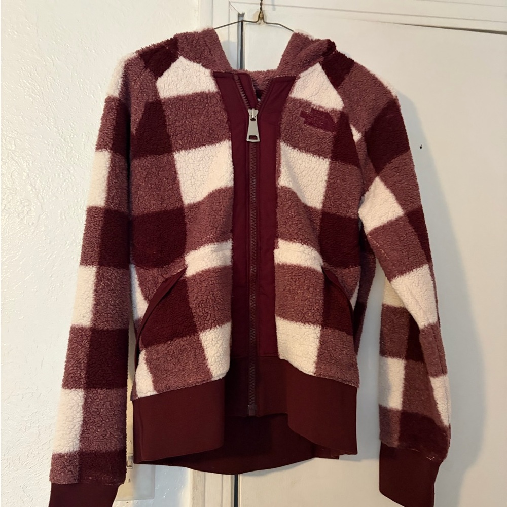 The North Face Burgundy and Cream Fleece Jacket